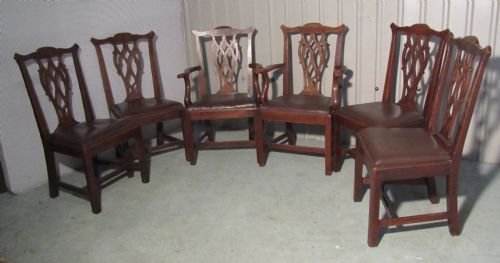 A Set of 6 Georgian Hepplewhite Country Oak Dining Chairs