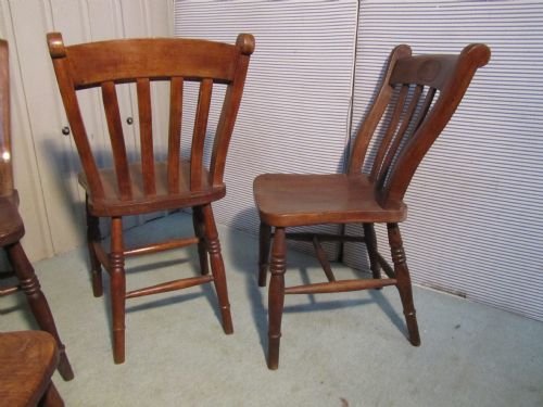 fig 1. A set of 6 Victorian Wide Slat Back Kitchen Dining Chairs