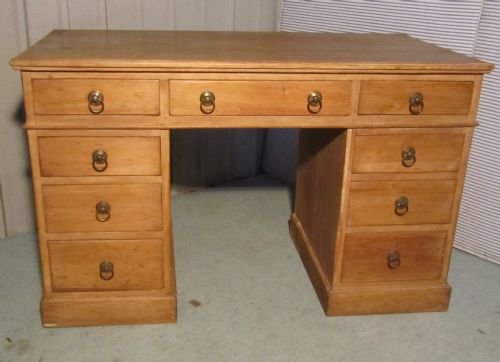 A Victorian Pine Pedestal or Knee Hole Desk