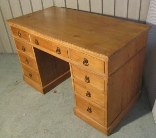 fig 1. A Victorian Pine Pedestal or Knee Hole Desk