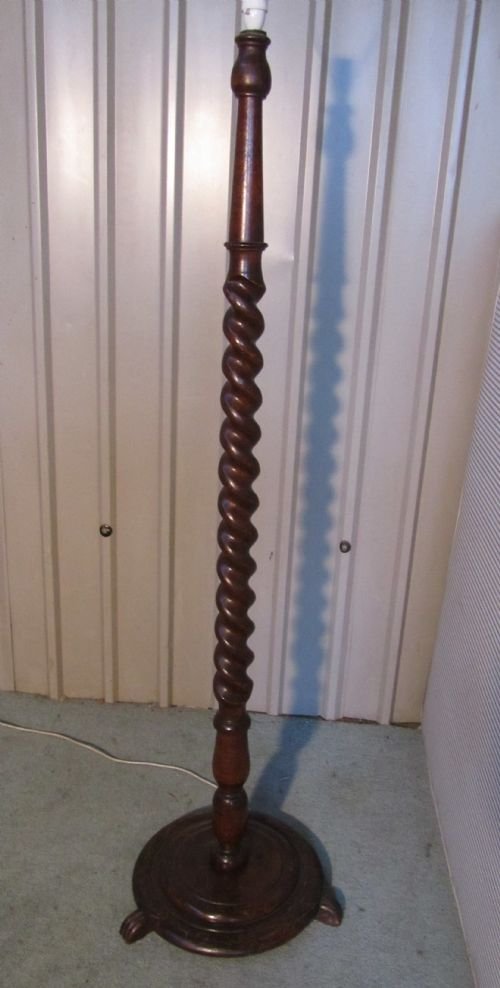 Oak Barley Twist Floor Standing Lamp
