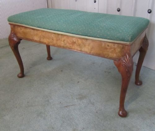 An Edwardian Burr Walnut Duet Piano Stool