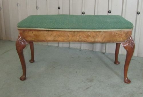 fig 1. An Edwardian Burr Walnut Duet Piano Stool