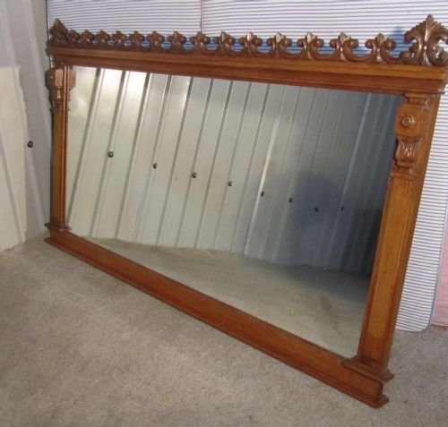 fig 1. A Superb Very Large Victorian Carved Gothic Oak Over Mantle Mirror  