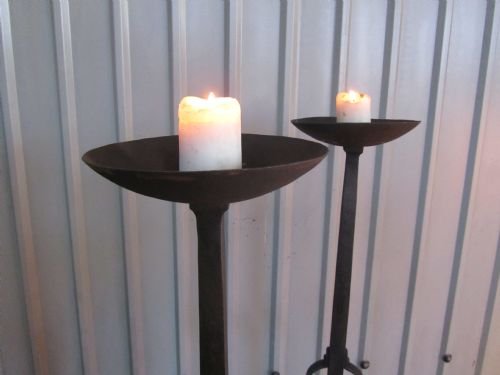 fig 1. A Large Pair of Gothic Iron Candle Sticks or Torchère
