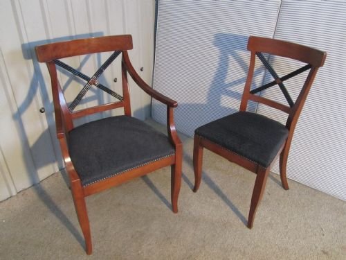 fig 1. A Set of 8 Mahogany Empire Style upholstered dining chairs