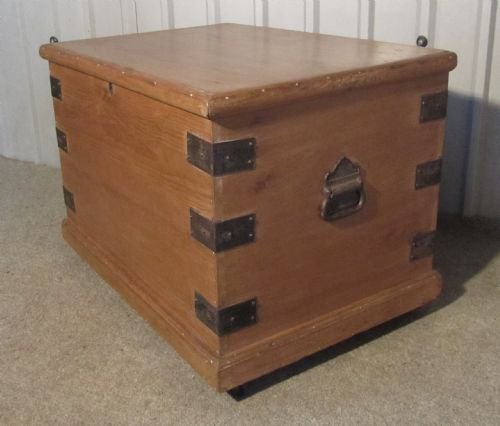 fig 1. A Large Victorian Pine Blanket Box on Casters.