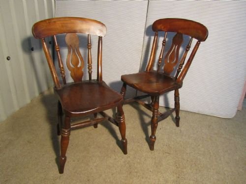 fig 1. Set of 6 Victorian Fiddle Back Farmhouse Kitchen Chairs