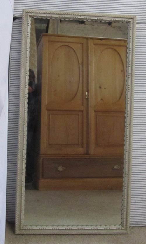 A Large French Shabby Painted Wall Mirror