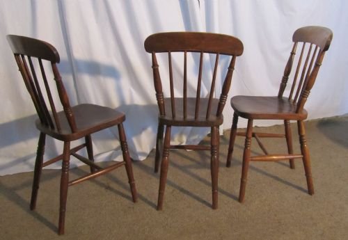 fig 2. Set Of 4 Victorian Elm Seated Stick Back Kitchen Dining Chairs