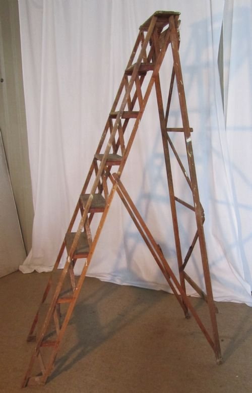 fig 1. 7ft Very Tall Edwardian Decorators Ladder