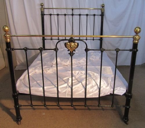 fig 1. Victorian Art Nouveau Brass and Iron Double Bed