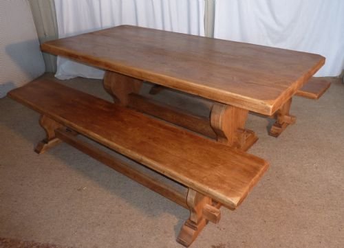 A 19th Century French Oak Refectory Table and Benches