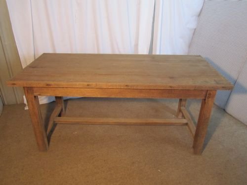 fig 1. 19th Century French Original Bleached Oak Farmhouse Dining Table