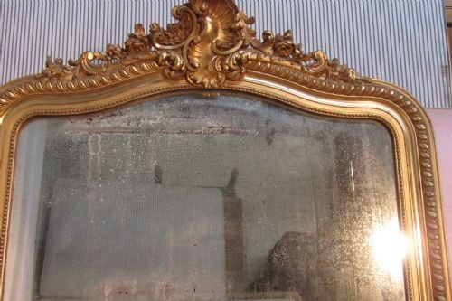 fig 1. A Very Large French Shabby Gilt Console Mirror