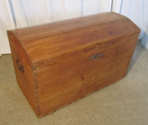 fig 1. A Large Stripped Pine Dome Top Chest