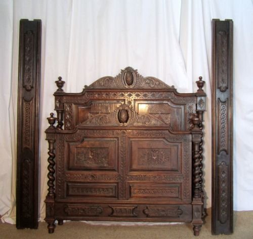 A French Carved Oak Bed, in the Style of Henri II