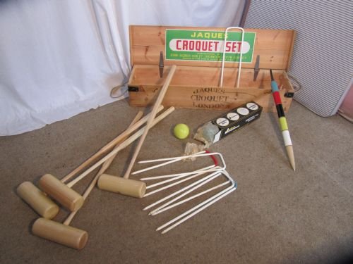 Charming Edwardian Croquet Set by Jaques in Pine Box