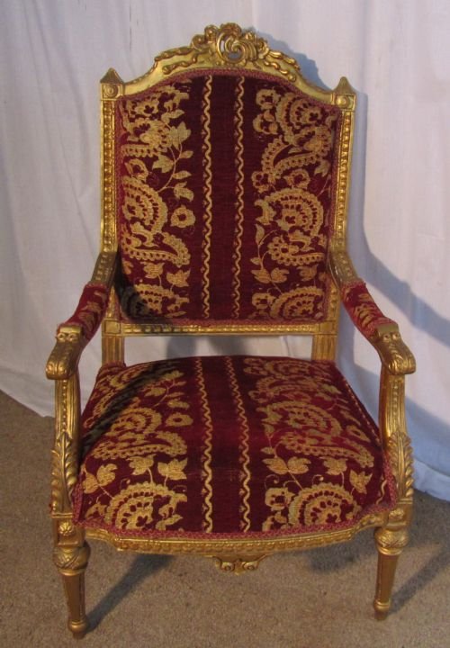 fig 1. A Very Large Egyptian Carved Gilt Wood Arm chair.