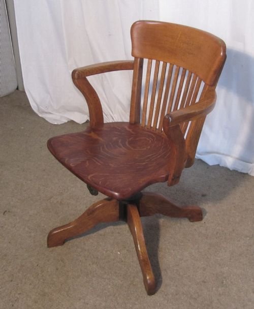 fig 1. Edwardian Oak Office or Desk Chair