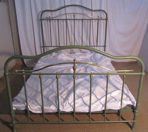 Painted French Brass and Iron Double Bed