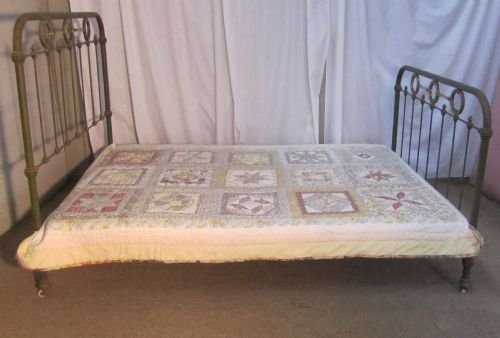 fig 1. A Shabby Painted French 19th Century ¾ Brass and Iron Bed