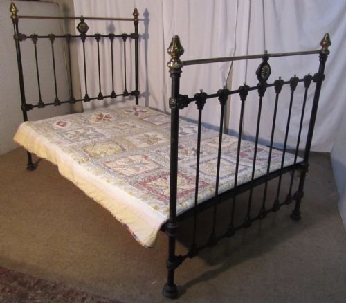 A Superb Quality, Heavy, Victorian Brass and Iron ¾ Bed