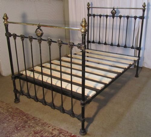 fig 1. A Superb Quality, Heavy, Victorian Brass and Iron ¾ Bed