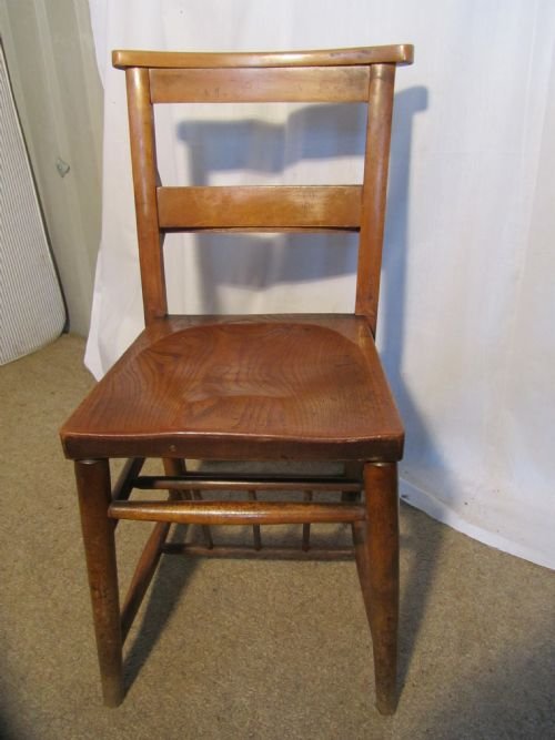 fig 1. Set of 4 Victorian Beech and Elm Chapel Chairs