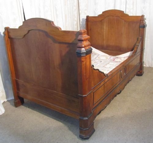 fig 1. French Walnut and Ebony Sleigh Bed or Empire Style Day Bed