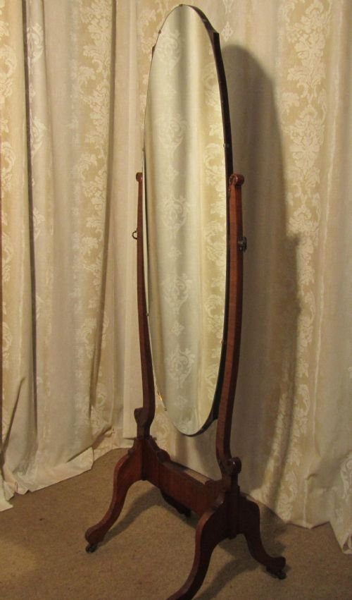 fig 1. An Edwardian Walnut Cheval Mirror