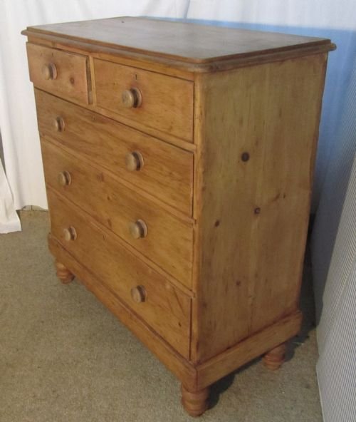 fig 1. A Large Victorian Stripped Pine chest of drawers