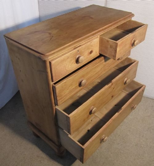 fig 2. A Large Victorian Stripped Pine chest of drawers