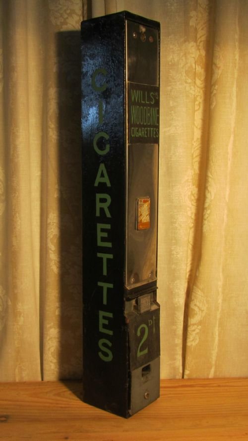 art deco cigarette machine Vintage Vendor Vending Restored Antique Imperfections consistent with vintage condition Vintage Cigarette Machines - pull