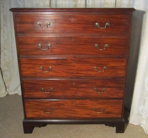 A Large Georgian Mahogany Chest of Drawers or Garret Chest