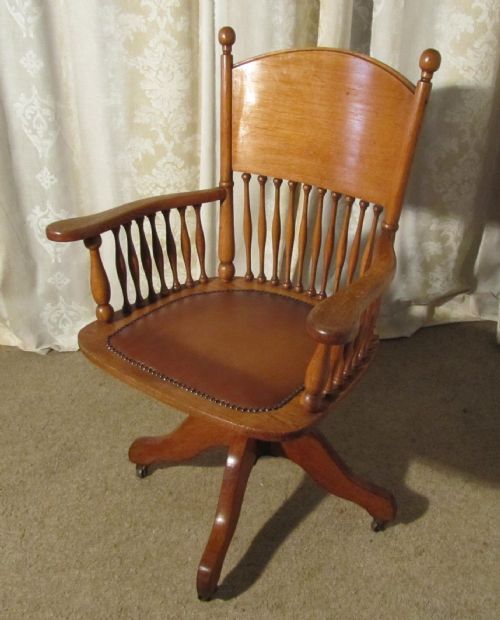 fig 1. Edwardian Oak Office or Desk Chair