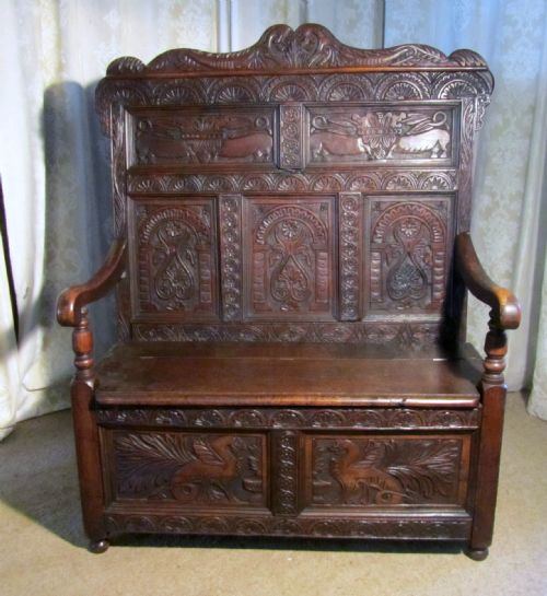 An 18th Gothic Carved Oak Welsh Settle