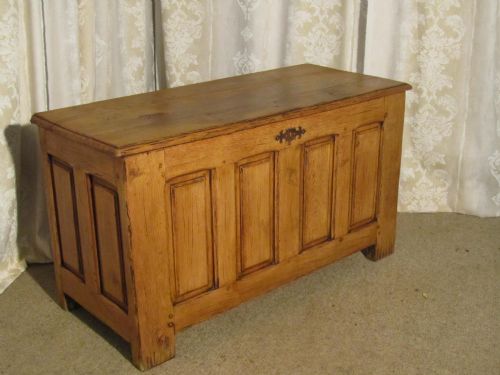 fig 1. A Large French Panelled Golden Oak and Elm Coffer