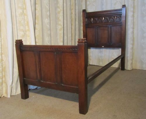 fig 1. Pair of Gothic Oak Twin Beds or a Super King Double Oak bed by Liberty