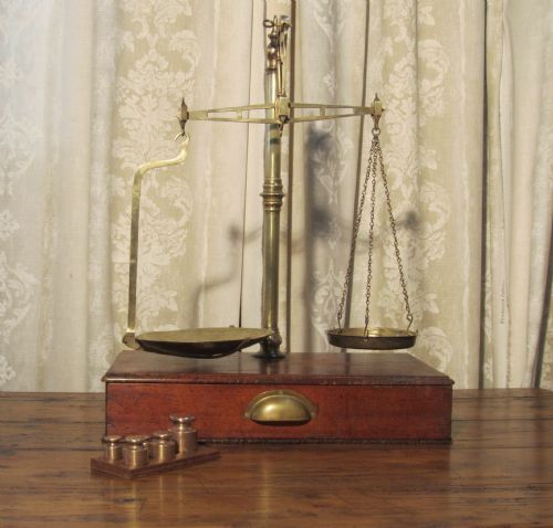 Superb Set of Brass Sweetie Balance Scales by Avery