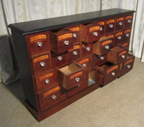 fig 1. 19th Century Chemist Drawers 26 Drawer Pharmacists Cabinet