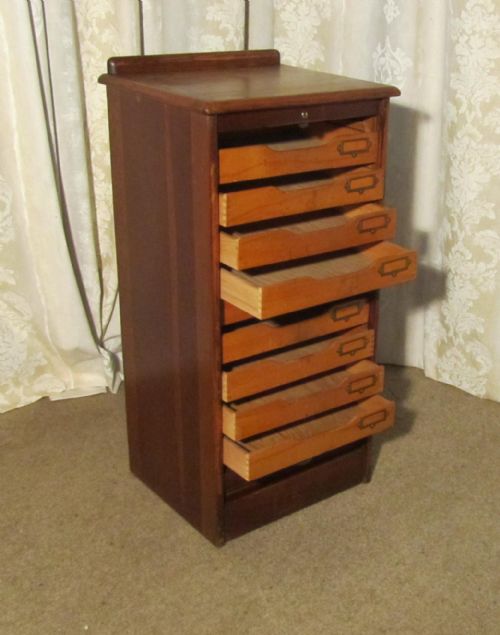Tambour Fronted Oak Art Deco Filing Cabinet