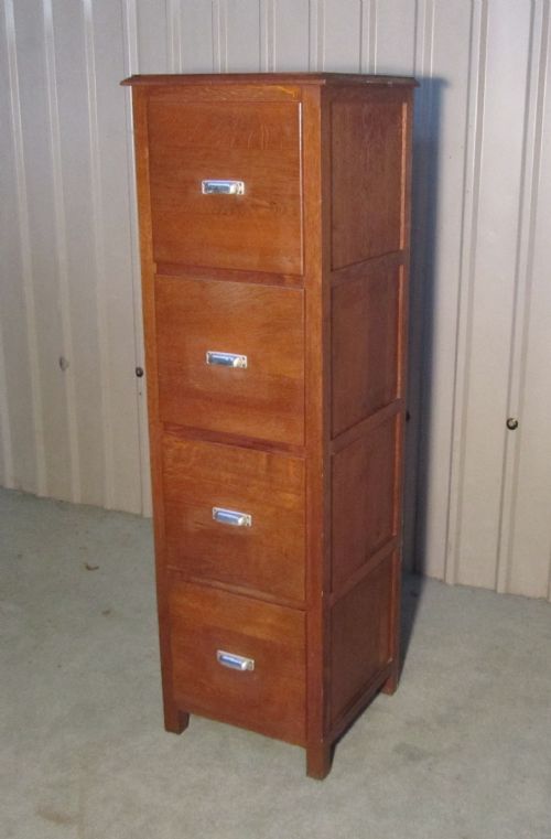 fig 1. A French Art Deco 4 Drawer Oak Filing Cabinet