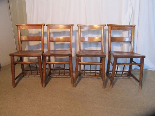 fig 1. Set of 6 Victorian Beech and Elm Chapel Chairs