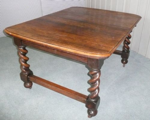A Victorian Oak Barley Twist Dining Table