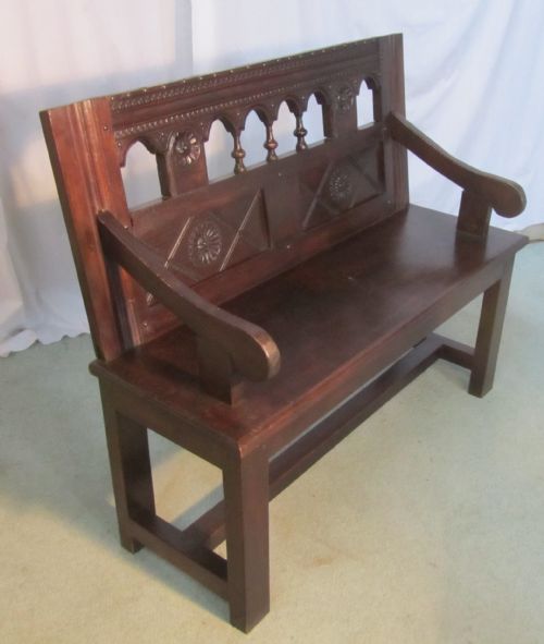 fig 1. A 19th Century French Breton Style Carved Oak Settle