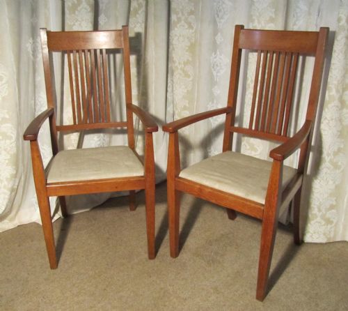fig 1. A Set of Six Arts & Crafts Golden Oak Dining Chairs by Heals
