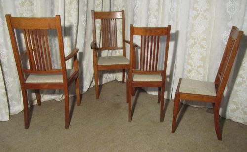 fig 2. A Set of Six Arts & Crafts Golden Oak Dining Chairs by Heals