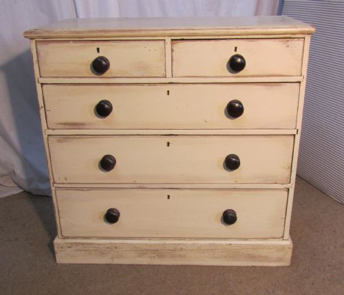 A Shabby Painted Victorian Pine Chest of Drawers