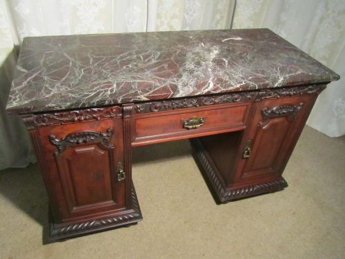 fig 1. Victorian Mahogany Marble Top Desk by T. Wallace